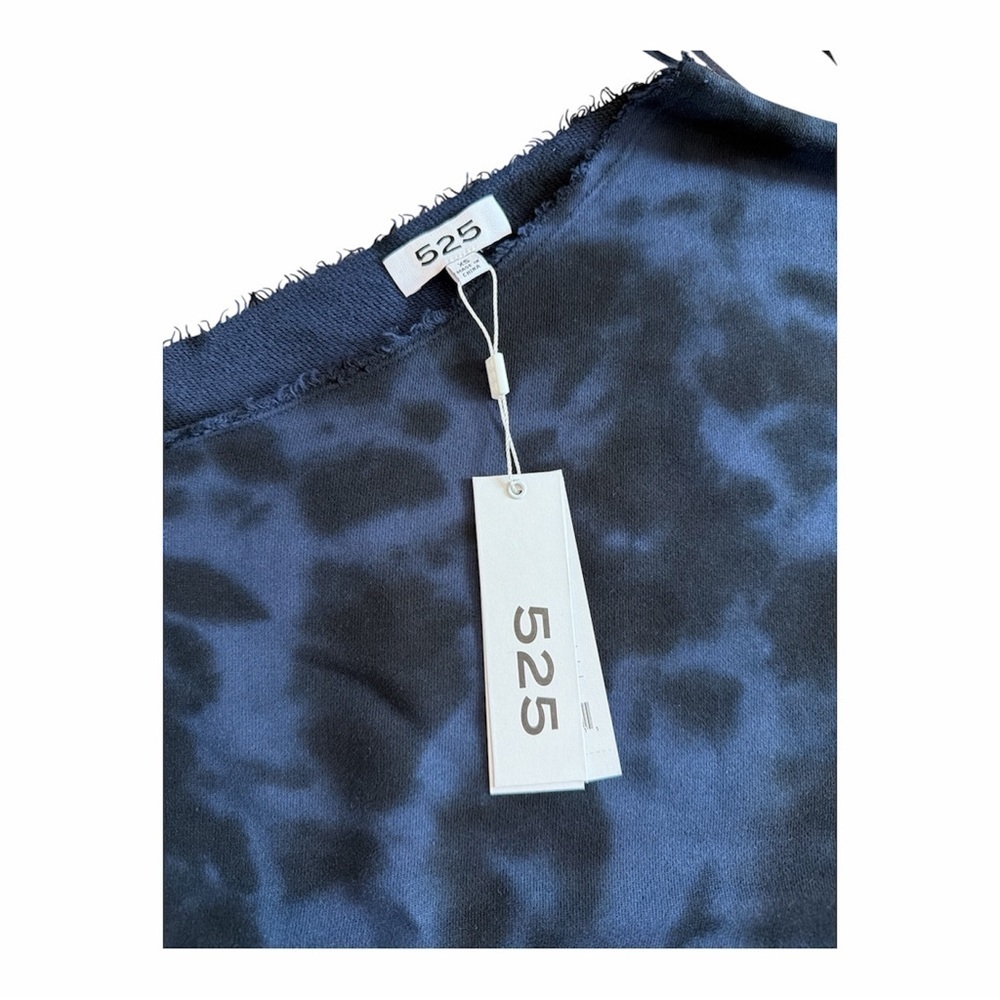 525 America Asymmetrical Cropped Navy Tie-Dye Sweatshirt size XS - Picture 4 of 5